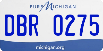 MI license plate DBR0275
