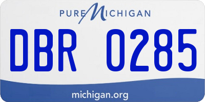 MI license plate DBR0285