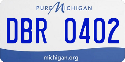 MI license plate DBR0402