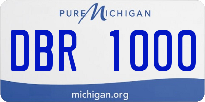 MI license plate DBR1000
