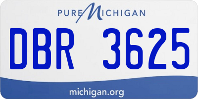 MI license plate DBR3625