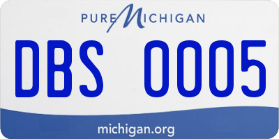 MI license plate DBS0005
