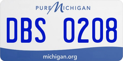 MI license plate DBS0208