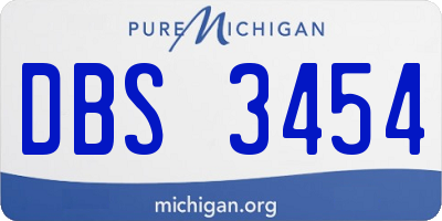 MI license plate DBS3454