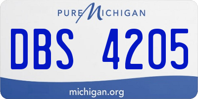 MI license plate DBS4205