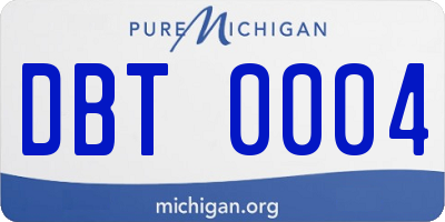 MI license plate DBT0004
