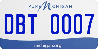 MI license plate DBT0007