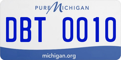 MI license plate DBT0010
