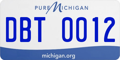 MI license plate DBT0012