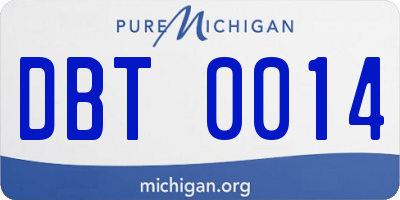 MI license plate DBT0014