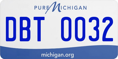 MI license plate DBT0032