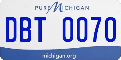 MI license plate DBT0070