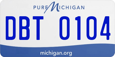 MI license plate DBT0104