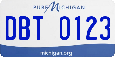 MI license plate DBT0123