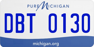 MI license plate DBT0130