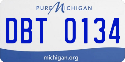 MI license plate DBT0134