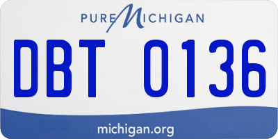 MI license plate DBT0136