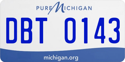 MI license plate DBT0143