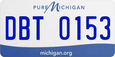 MI license plate DBT0153