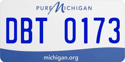 MI license plate DBT0173