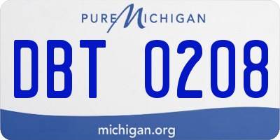 MI license plate DBT0208