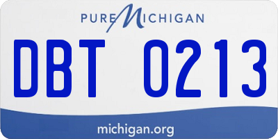 MI license plate DBT0213