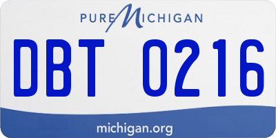 MI license plate DBT0216