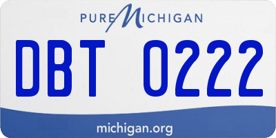 MI license plate DBT0222