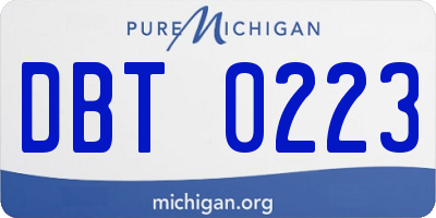 MI license plate DBT0223