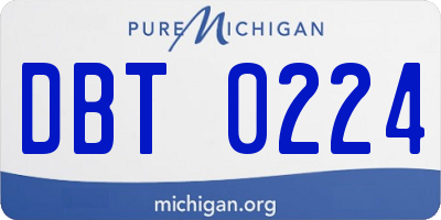 MI license plate DBT0224