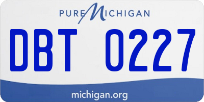 MI license plate DBT0227