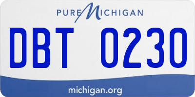 MI license plate DBT0230