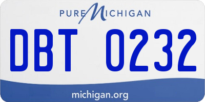 MI license plate DBT0232