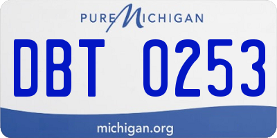 MI license plate DBT0253