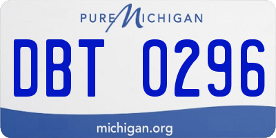 MI license plate DBT0296