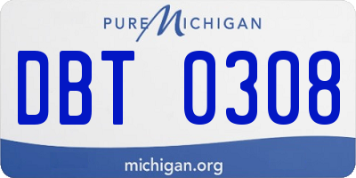 MI license plate DBT0308