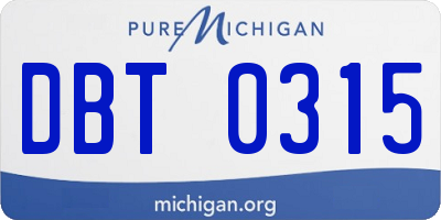 MI license plate DBT0315