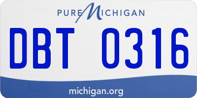 MI license plate DBT0316