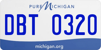 MI license plate DBT0320