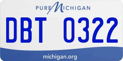 MI license plate DBT0322