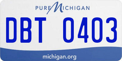 MI license plate DBT0403