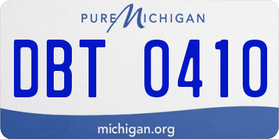 MI license plate DBT0410