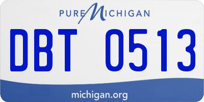 MI license plate DBT0513