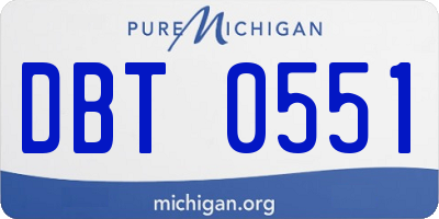 MI license plate DBT0551