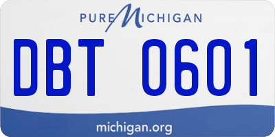 MI license plate DBT0601