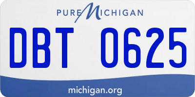 MI license plate DBT0625