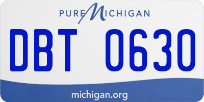 MI license plate DBT0630
