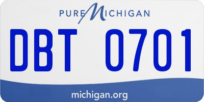 MI license plate DBT0701