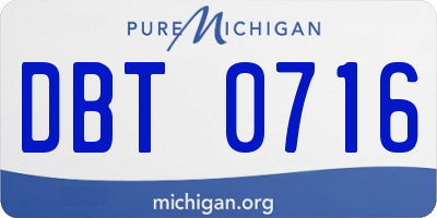 MI license plate DBT0716