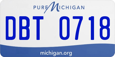MI license plate DBT0718